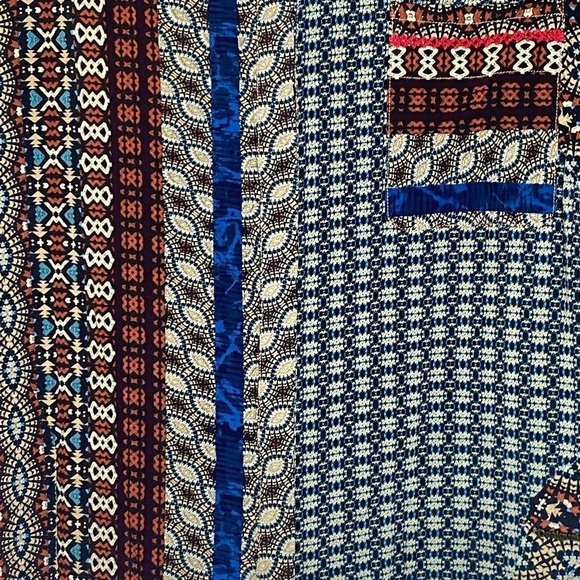 Desigual Azhar Mixed Pattern Short Sleeve Blouse Sz Sm - Picture 10 of 13